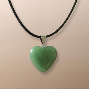 ⭐️ 5 for $25 Heart Shaped Crystal Glass Pendant Necklace on a Black Cord